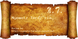 Nyemetz Terézia névjegykártya